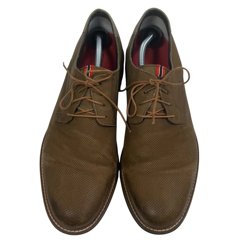 Dr Scholls Mens Weekly Taupe Brown Leather Oxford Shoes Sz 12 Perforated‎
